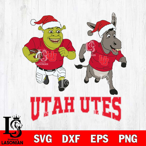 Utah Utes Shrek and Donkey Football Cricut,Christmas SVG DXF EPS PNG FILE, NCAA Digital Download,Instant Download, Silhouette