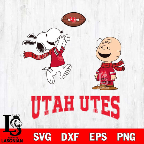 Utah Utes Snoopy & Charlie Brown Football Cricut,Christmas SVG DXF EPS PNG FILE, NCAA Digital Download,Instant Download, Silhouette