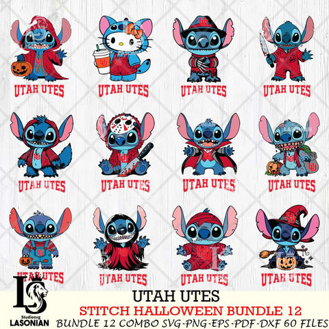 Utah Utes Stitch Horror Bundle 12 SVG Svg Eps Dxf Png File, NCAA svg, Digital Download, Instant Download