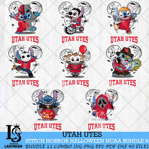 Utah Utes Stitch Horror Halloween Bundle NCAA Svg Eps Dxf Png File, Digital Download, Instant Download