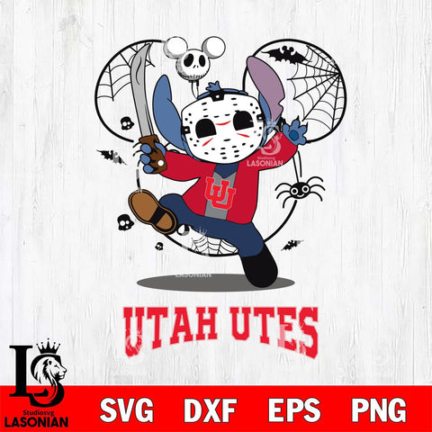 Utah Utes Stitch jason voorhees Halloween Svg Eps Dxf Png File, Digital Download, Instant Download