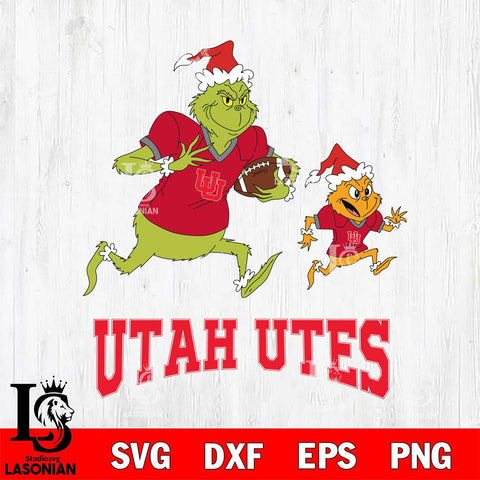 Utah Utes The Grinch & Max Football Cricut,Christmas SVG DXF EPS PNG FILE, NCAA Digital Download,Instant Download, Silhouette