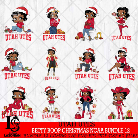 Utah Utes  Betty Boop Christmas NCAA Bundle File Cut, Bundle NCAA SVG DXF EPS PNG PDF File, Digital Download , Criucut , Silhouette