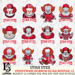 Utah Utes  Pennywise Horror NCAA Bundle 12 SVG Svg Eps Dxf Png File, Digital Download