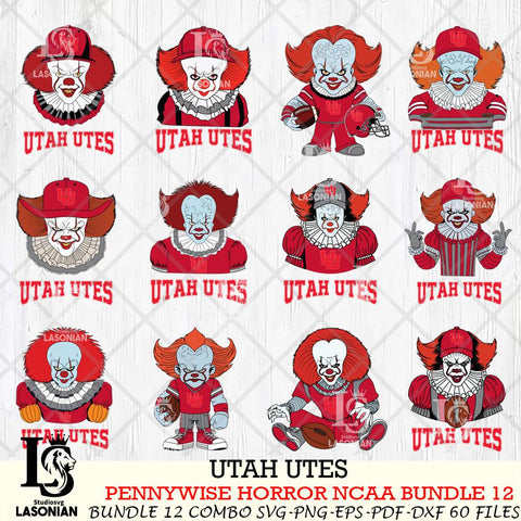 Utah Utes  Pennywise Horror NCAA Bundle 12 SVG Svg Eps Dxf Png File, Digital Download
