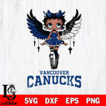 Vancouver Canucks Anglel Black Fan Girl Betty Boop, Svg Eps Dxf Png File, Digital Download