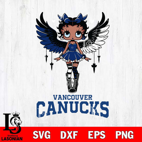 Vancouver Canucks Anglel Black Fan Girl Betty Boop, Svg Eps Dxf Png File, Digital Download