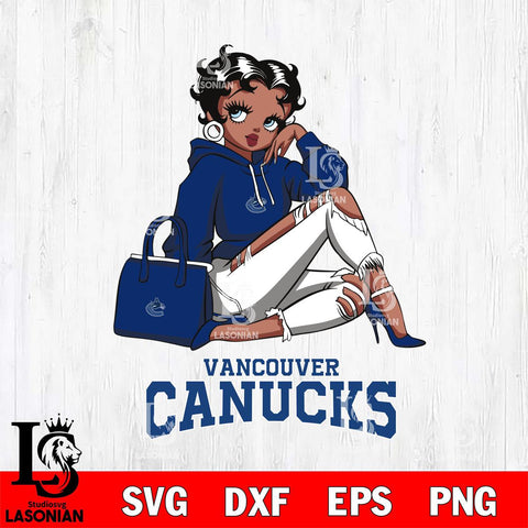 Vancouver Canucks Awesome Black Fan Girl Betty Boop, Svg Eps Dxf Png File, Digital Download