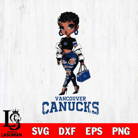 Vancouver Canucks Beautiful Black Fan Girl, Svg Eps Dxf Png File, Digital Download