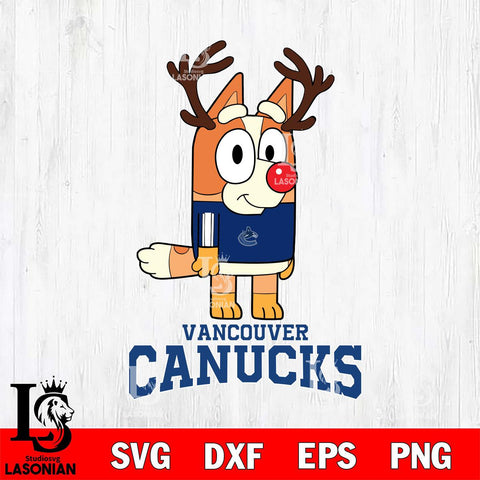 Vancouver Canucks Bluey Chilli Christmas Deer Svg Eps Dxf Png File, Digital Download