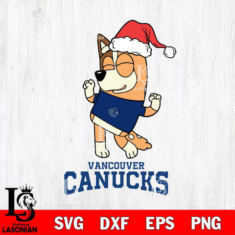 Vancouver Canucks Bluey Chilli Happy Christmas Svg Eps Dxf Png File, Digital Download