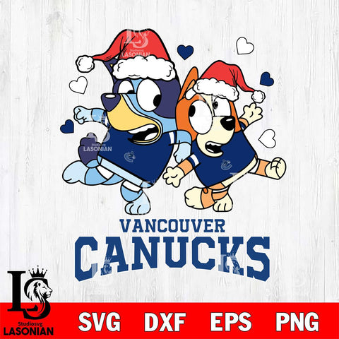 Vancouver Canucks Bluey Christmas NFL Svg Eps Dxf Png File, Digital Download