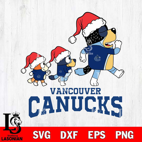 Vancouver Canucks Bluey Family Christmas Svg Eps Dxf Png File, Digital Download