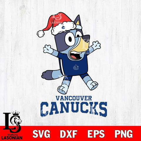 Vancouver Canucks Bluey Happy Christmas Svg Eps Dxf Png File, Digital Download