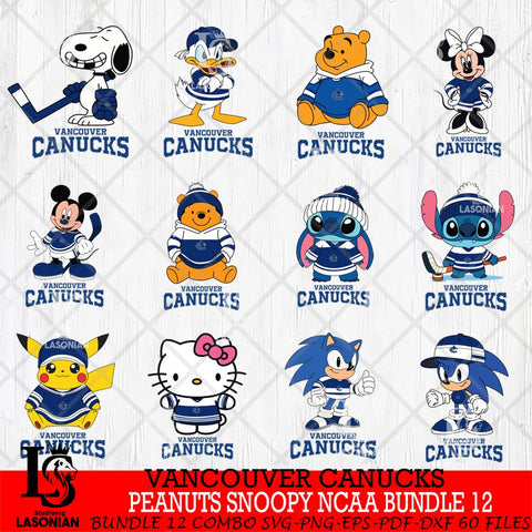 Vancouver Canucks Disney Hockey NHL Bundle 12 SVG DXF EPS PNG FILE,NHL Bundle File Cut,Disney Digital Download,Instant Download, Silhouette