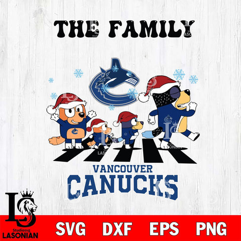 Vancouver Canucks Family Bluey Christmas Svg Eps Dxf Png File, Digital Download