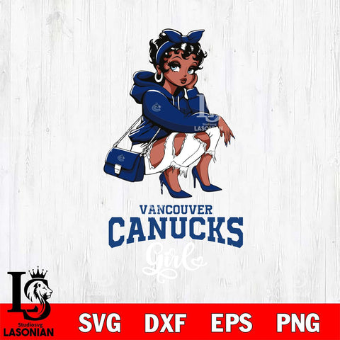 Vancouver Canucks Fashion Black Fan Girl Betty Boop, Svg Eps Dxf Png File, Digital Download