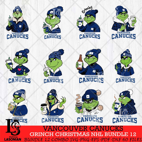 Vancouver Canucks Grinch Christmas NHL Bundle 12 Cut Files, Cricut,Christmas Svg Dxf Eps Png file , Digital Download