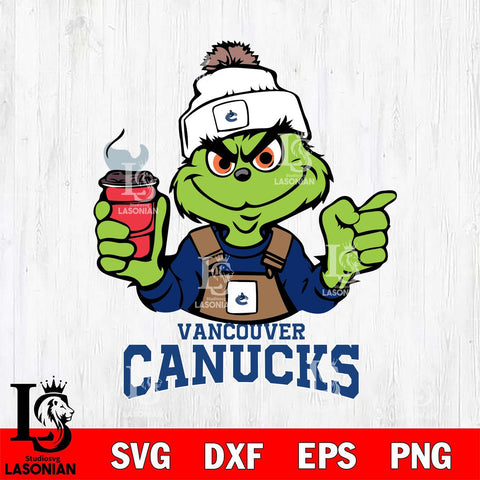 Vancouver Canucks Grinch with coffee Svg Eps Dxf Png File, Digital Download, Instant Download
