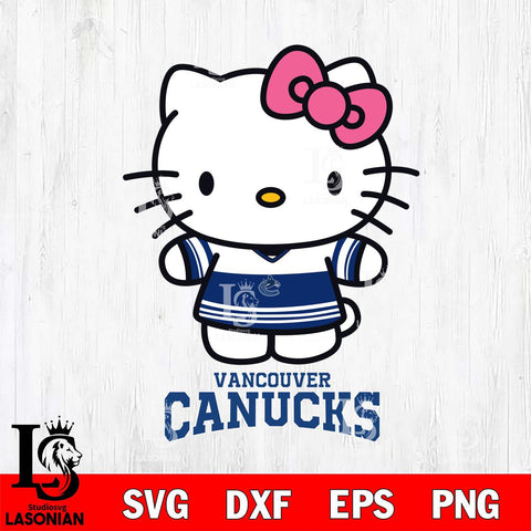 Vancouver Canucks Hello Kitty NHL Hockey SVG DXF EPS PNG FILE,NHL File Cut,Disney Digital Download,Instant Download, Silhouette