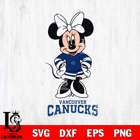Vancouver Canucks Minnie Mouse NHL Hockey SVG DXF EPS PNG FILE,NHL File Cut,Disney Digital Download,Instant Download, Silhouette