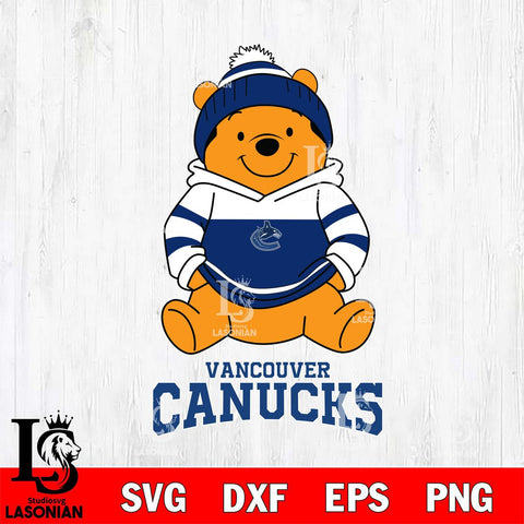 Vancouver Canucks Winnie The Pooh Hockey SVG DXF EPS PNG FILE,NHL File Cut,Disney Digital Download,Instant Download, Silhouette