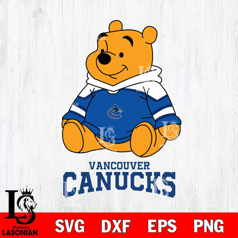 Vancouver Canucks Winnie The Pooh NHL Hockey SVG DXF EPS PNG FILE,NHL File Cut,Disney Digital Download,Instant Download, Silhouette