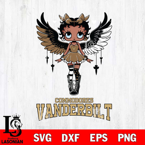 Vanderbilt Commodores Anglel Black Fan Girl Betty Boop, Svg Eps Dxf Png File, Digital Download