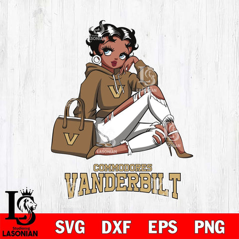 Vanderbilt Commodores Awesome Black Fan Girl Betty Boop, Svg Eps Dxf Png File, Digital Download