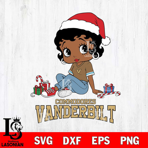Vanderbilt Commodores Betty Boop Christmas File Cut, NCAA SVG DXF EPS PNG PDF File, Digital Download , Criucut , Silhouette