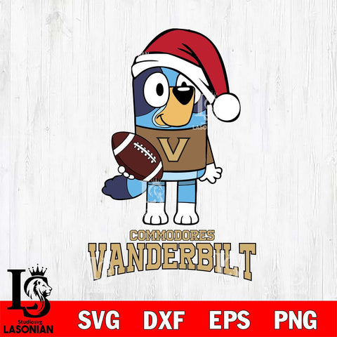 Vanderbilt Commodores Bluey Christmas Svg Eps Dxf Png File, Digital Download