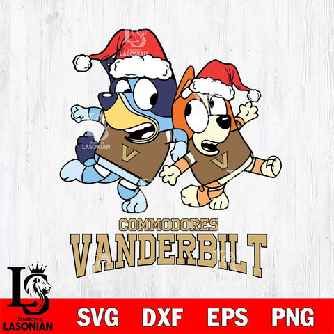 Vanderbilt Commodores Bluey Christmas Holiday Svg Eps Dxf Png File, Digital Download