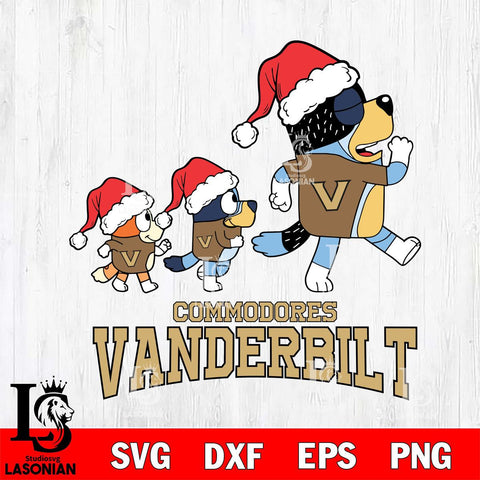 Vanderbilt Commodores Bluey Family Christmas Svg Eps Dxf Png File, Digital Download