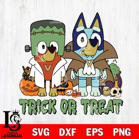 Vanderbilt Commodores Bluey Halloween Trick or Treat Svg Eps Dxf Png File, Digital Download, Instant Download