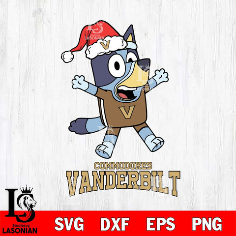 Vanderbilt Commodores Bluey Happy Christmas Svg Eps Dxf Png File, Digital Download
