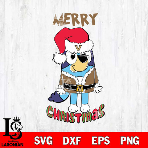 Vanderbilt Commodores Bluey Merry Christmas Bluey Santa Claus Svg Eps Dxf Png File, Digital Download