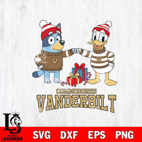 Vanderbilt Commodores Bluey With Donald Duck Christmas File Cut, NCAA SVG DXF EPS PNG FILE, Digital Download,Instant Download, Silhouette