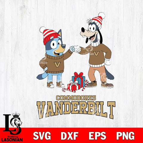 Vanderbilt Commodores Bluey With Goofy Christmas File Cut, NCAA SVG DXF EPS PNG FILE, Digital Download,Instant Download, Silhouette