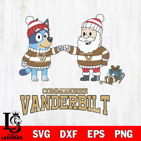 Vanderbilt Commodores Bluey With Satan Christmas File Cut, NCAA SVG DXF EPS PNG FILE, Digital Download,Instant Download, Silhouette
