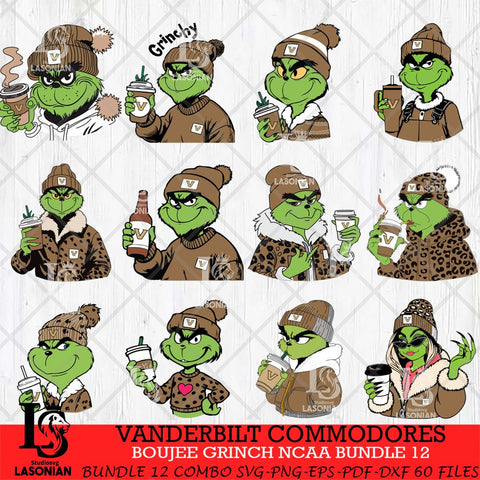 Vanderbilt Commodores Boujee Grinch NCAA Bundle 12 SVG Eps Dxf Png File, Digital Download, Instant Download