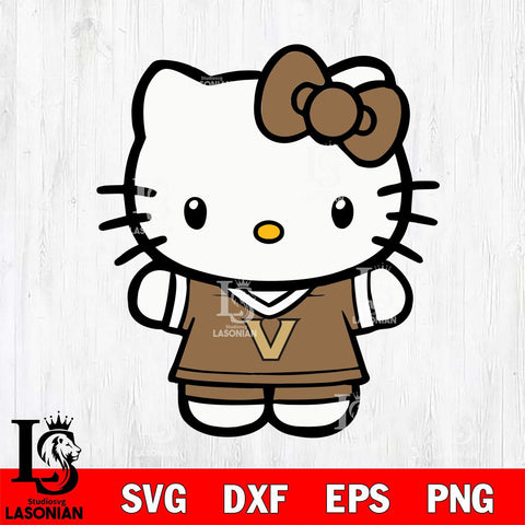 Vanderbilt Commodores Cute Hello Kitty Football 6 Svg Eps Dxf Png File, NCAA svg, Digital Download, Instant Download
