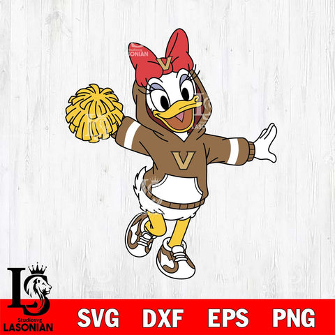 Vanderbilt Commodores Daisy Duck Cheerleader Christmas File Cut, NCAA SVG DXF EPS PNG FILE, Digital Download , Criucut , Silhouette