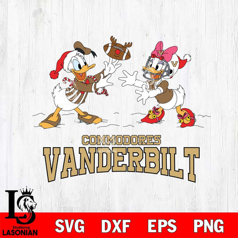 Vanderbilt Commodores Donald Duck & Daisy Duck Football Cricut,Christmas SVG DXF EPS PNG FILE, NCAA Digital Download,Instant Download, Silhouette