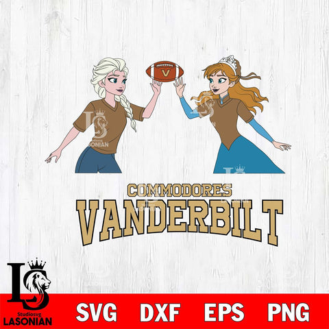 Vanderbilt Commodores Elsa & Anna Football Cricut,Christmas SVG DXF EPS PNG FILE, NCAA Digital Download,Instant Download, Silhouette