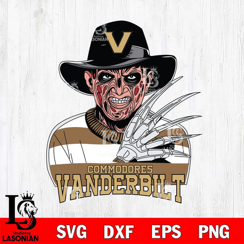 Vanderbilt Commodores Freddy Krueger Horror Halloween Svg Eps Dxf Png File, NCAA svg, Digital Download, Instant Download