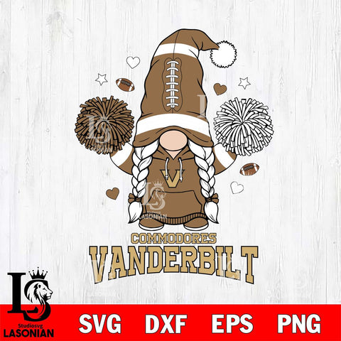 Vanderbilt Commodores Gnome cheerleader File Cut, NCAA SVG, Digital Download , Criucut , Silhouette
