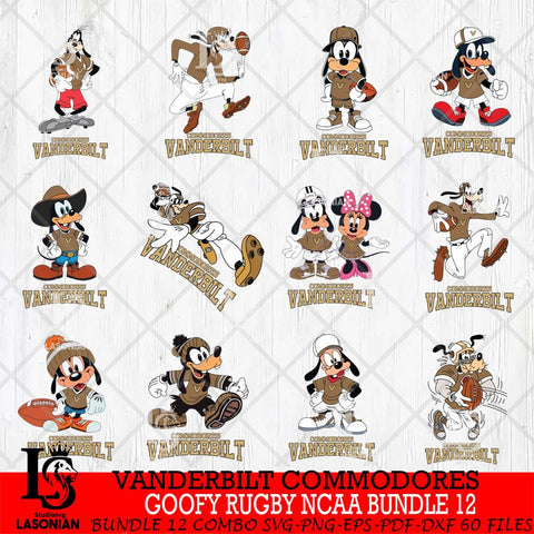 Vanderbilt Commodores Goofy Rugby Disney NCAA Bundle 12 SVG DXF EPS PNG FILE,NCAA bundle svg ,Football Digital Download,Instant Download, Silhouette