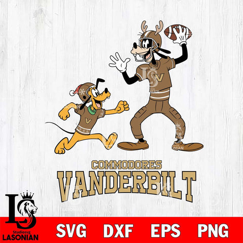 Vanderbilt Commodores Goofy & Pluto Football Cricut,Christmas SVG DXF EPS PNG FILE, NCAA Digital Download,Instant Download, Silhouette