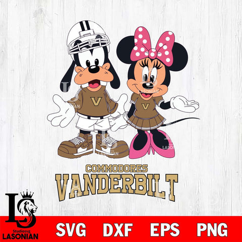Vanderbilt Commodores Goofy and Minnie mouse Football SVG DXF EPS PNG FILE,NCAA svg ,Football Digital Download,Instant Download, Silhouette