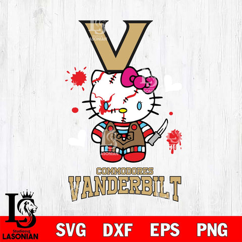 Vanderbilt Commodores Hello Kitty Horror 2 Svg Eps Dxf Png File, Digital Download